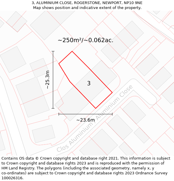 3, ALUMINIUM CLOSE, ROGERSTONE, NEWPORT, NP10 9NE: Plot and title map