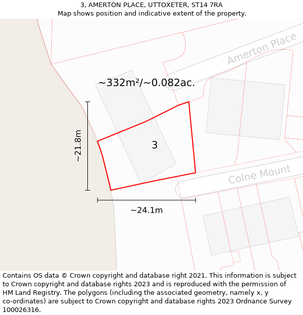 3, AMERTON PLACE, UTTOXETER, ST14 7RA: Plot and title map