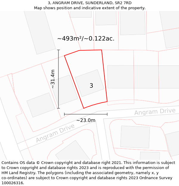 3, ANGRAM DRIVE, SUNDERLAND, SR2 7RD: Plot and title map