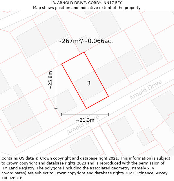 3, ARNOLD DRIVE, CORBY, NN17 5FY: Plot and title map