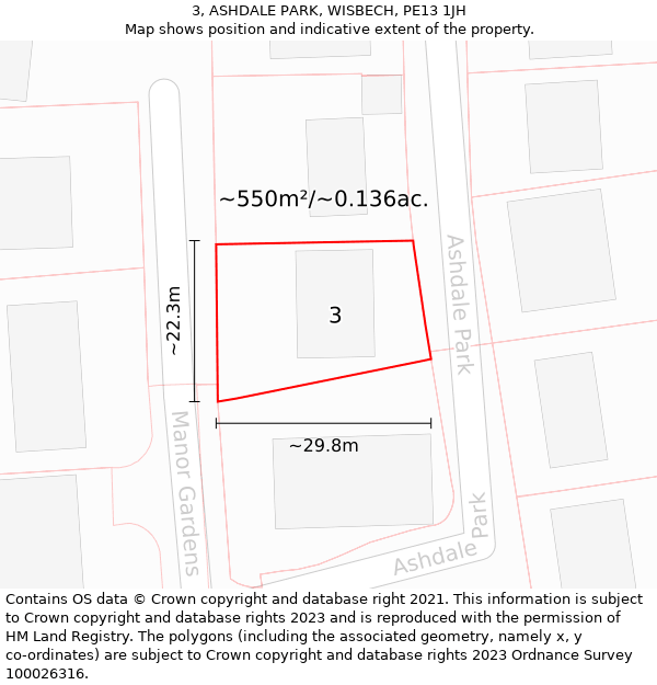 3, ASHDALE PARK, WISBECH, PE13 1JH: Plot and title map