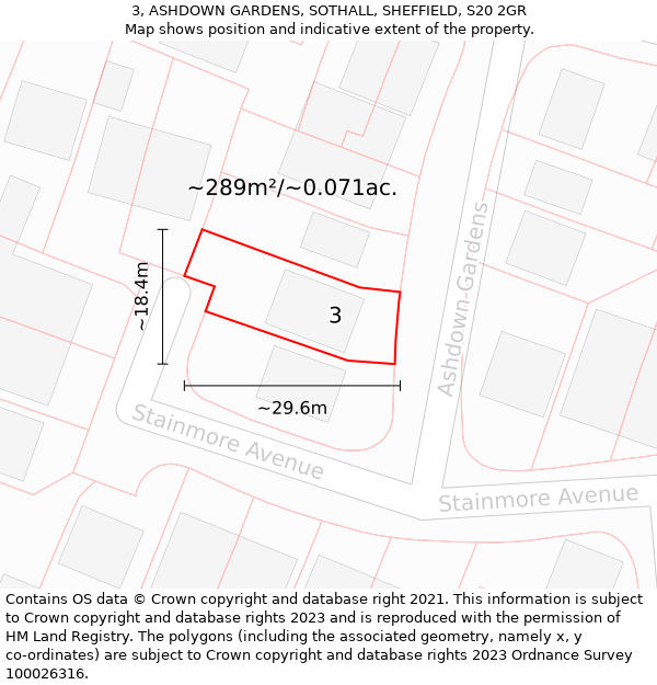 3, ASHDOWN GARDENS, SOTHALL, SHEFFIELD, S20 2GR: Plot and title map