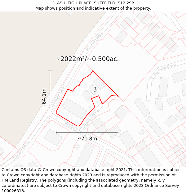 3, ASHLEIGH PLACE, SHEFFIELD, S12 2SP: Plot and title map