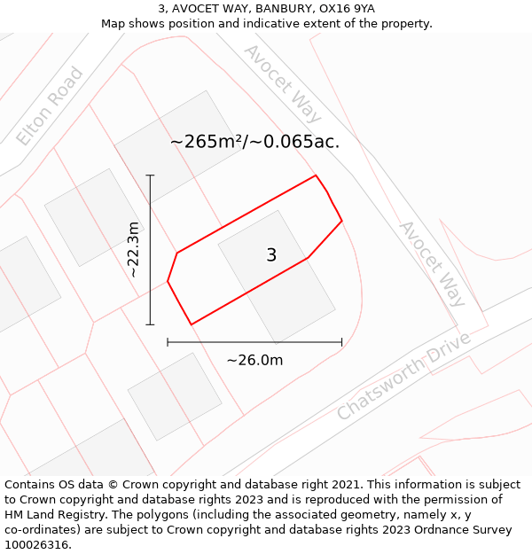 3, AVOCET WAY, BANBURY, OX16 9YA: Plot and title map