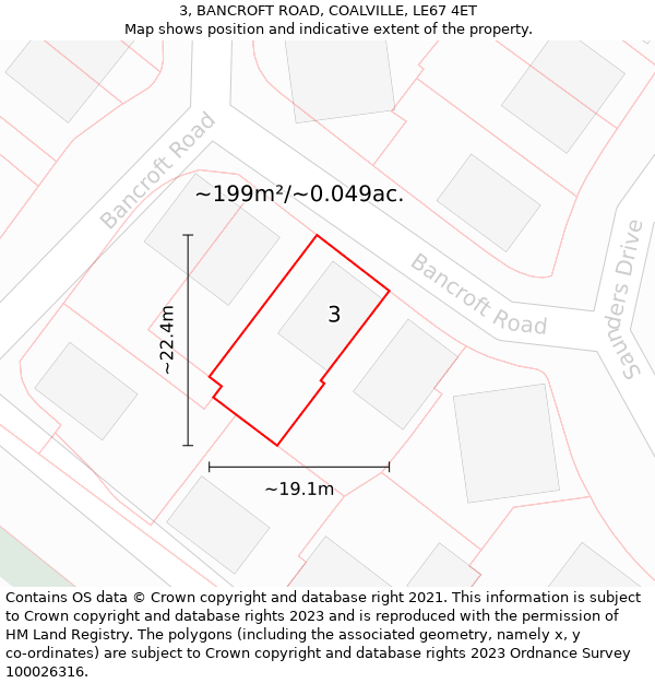 3, BANCROFT ROAD, COALVILLE, LE67 4ET: Plot and title map