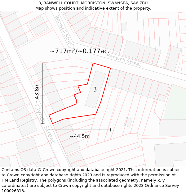 3, BANWELL COURT, MORRISTON, SWANSEA, SA6 7BU: Plot and title map