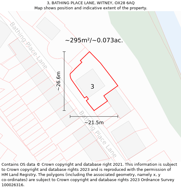 3, BATHING PLACE LANE, WITNEY, OX28 6AQ: Plot and title map