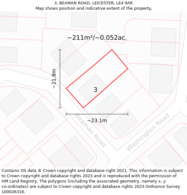3, BEAMAN ROAD, LEICESTER, LE4 9AR: Plot and title map