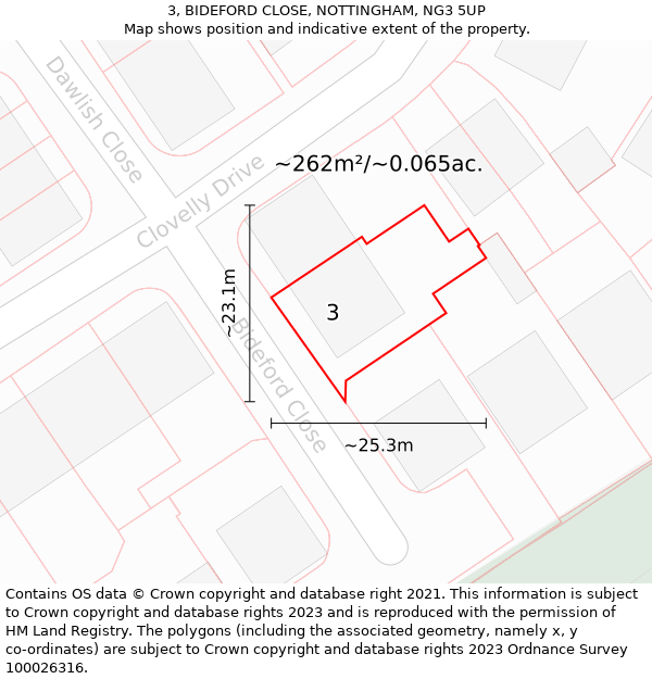 3, BIDEFORD CLOSE, NOTTINGHAM, NG3 5UP: Plot and title map