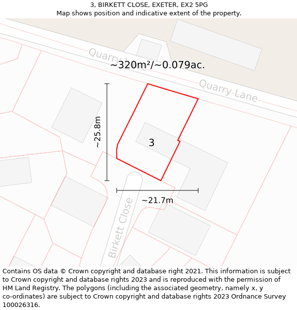 3, BIRKETT CLOSE, EXETER, EX2 5PG: Plot and title map