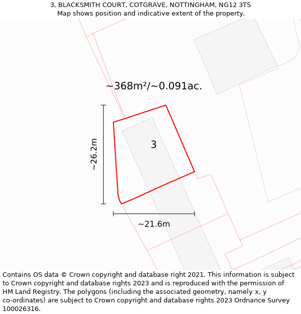 3, BLACKSMITH COURT, COTGRAVE, NOTTINGHAM, NG12 3TS: Plot and title map