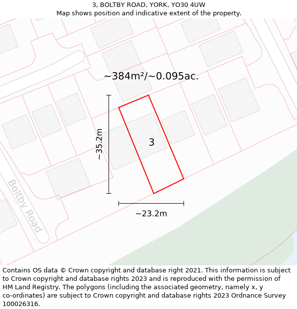 3, BOLTBY ROAD, YORK, YO30 4UW: Plot and title map
