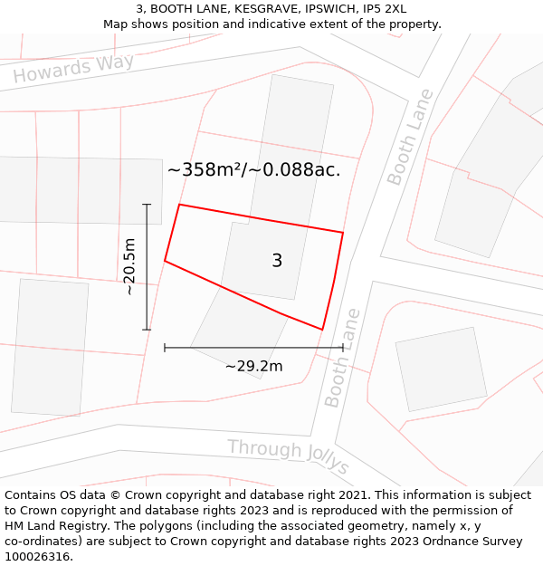 3, BOOTH LANE, KESGRAVE, IPSWICH, IP5 2XL: Plot and title map