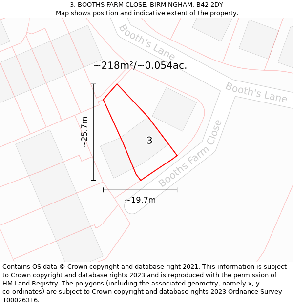 3, BOOTHS FARM CLOSE, BIRMINGHAM, B42 2DY: Plot and title map