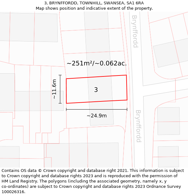 3, BRYNFFORDD, TOWNHILL, SWANSEA, SA1 6RA: Plot and title map