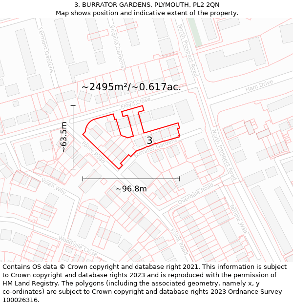 3, BURRATOR GARDENS, PLYMOUTH, PL2 2QN: Plot and title map