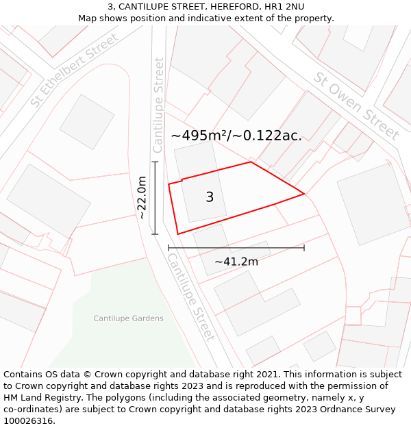 3, CANTILUPE STREET, HEREFORD, HR1 2NU: Plot and title map