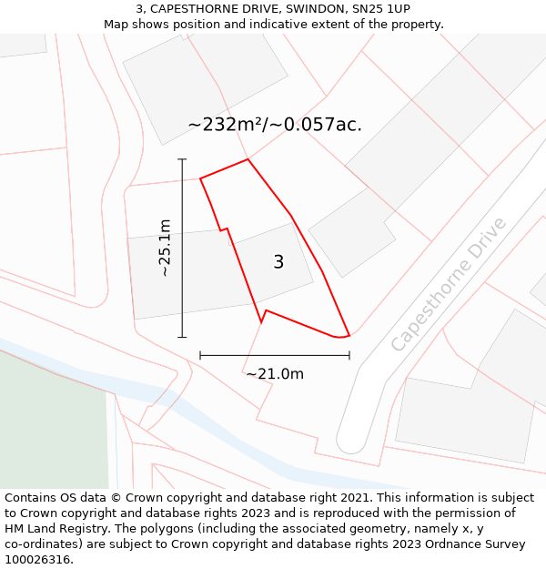 3, CAPESTHORNE DRIVE, SWINDON, SN25 1UP: Plot and title map