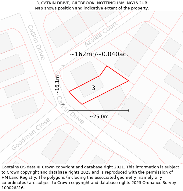 3, CATKIN DRIVE, GILTBROOK, NOTTINGHAM, NG16 2UB: Plot and title map