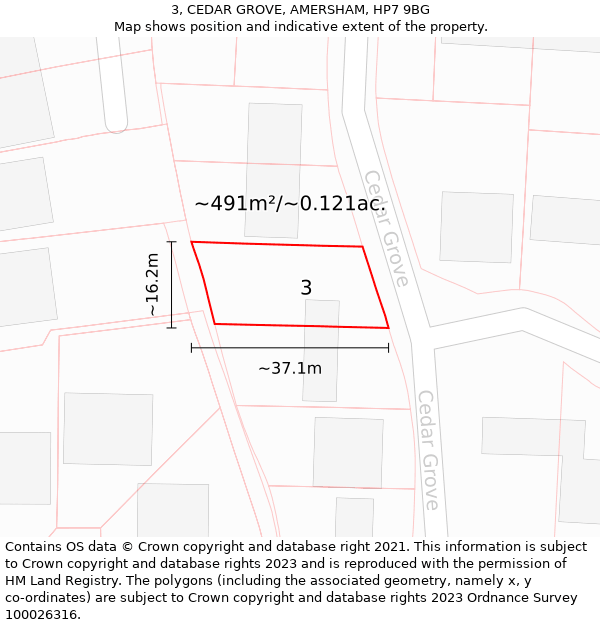 3, CEDAR GROVE, AMERSHAM, HP7 9BG: Plot and title map