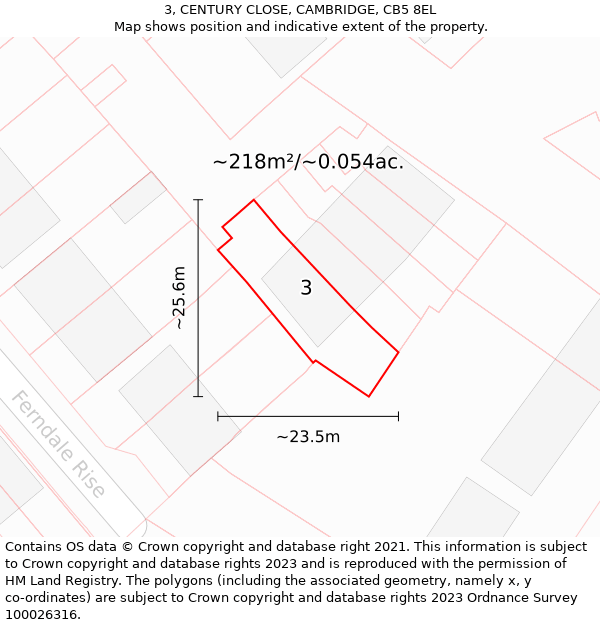 3, CENTURY CLOSE, CAMBRIDGE, CB5 8EL: Plot and title map