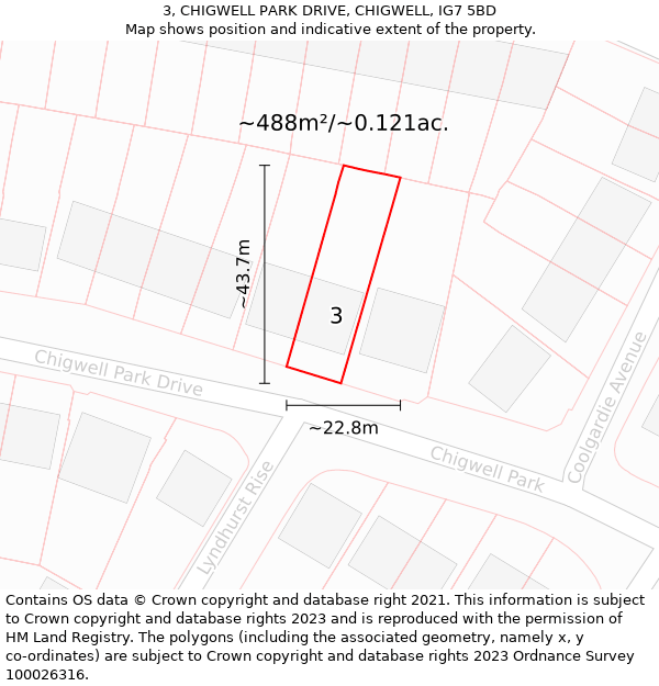 3, CHIGWELL PARK DRIVE, CHIGWELL, IG7 5BD: Plot and title map