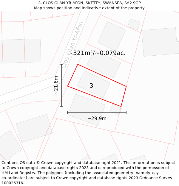 3, CLOS GLAN YR AFON, SKETTY, SWANSEA, SA2 9GP: Plot and title map