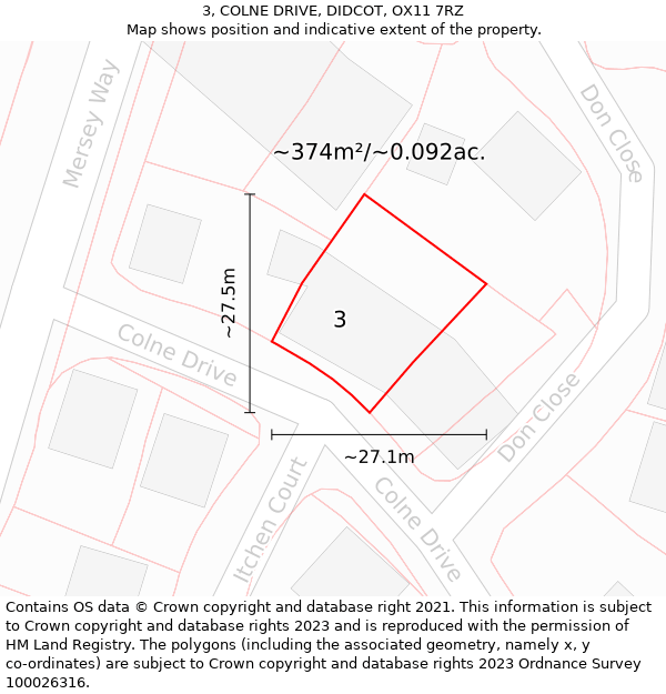3, COLNE DRIVE, DIDCOT, OX11 7RZ: Plot and title map