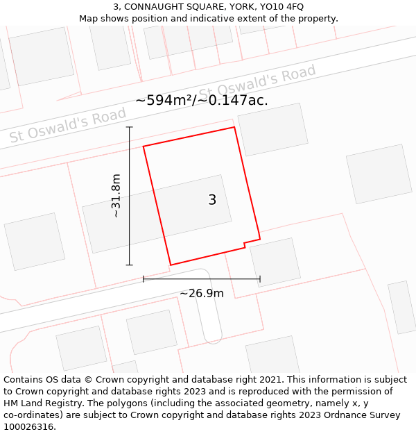 3, CONNAUGHT SQUARE, YORK, YO10 4FQ: Plot and title map
