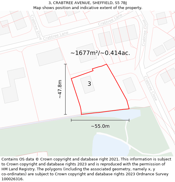 3, CRABTREE AVENUE, SHEFFIELD, S5 7BJ: Plot and title map