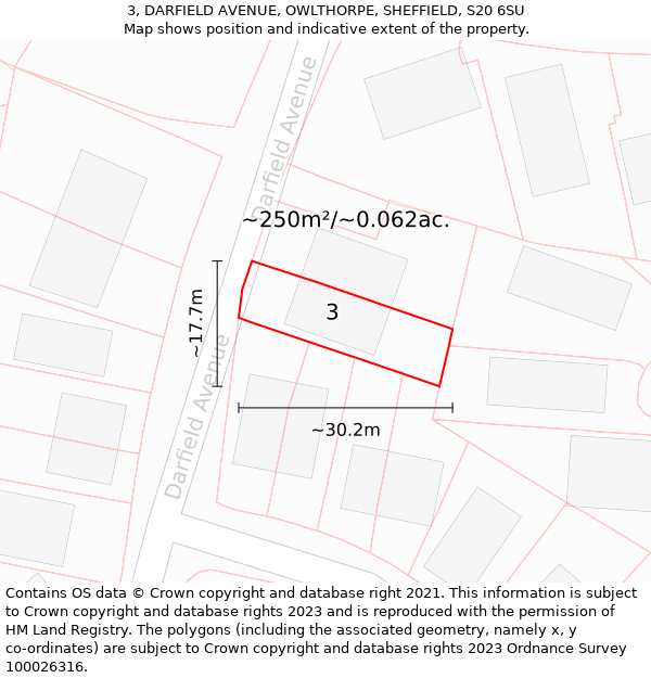 3, DARFIELD AVENUE, OWLTHORPE, SHEFFIELD, S20 6SU: Plot and title map