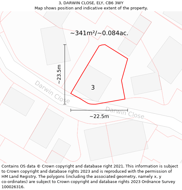 3, DARWIN CLOSE, ELY, CB6 3WY: Plot and title map