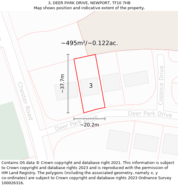 3, DEER PARK DRIVE, NEWPORT, TF10 7HB: Plot and title map