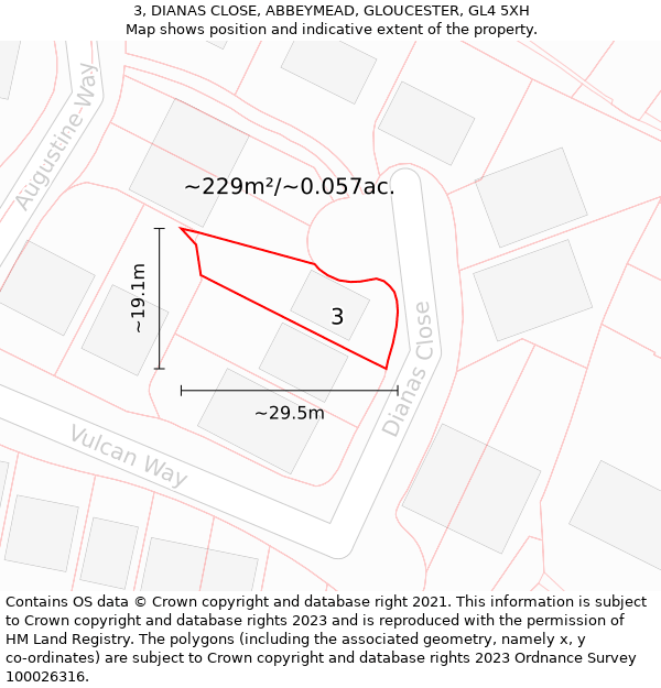 3, DIANAS CLOSE, ABBEYMEAD, GLOUCESTER, GL4 5XH: Plot and title map