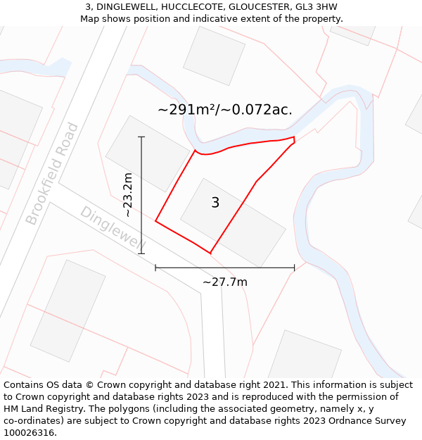 3, DINGLEWELL, HUCCLECOTE, GLOUCESTER, GL3 3HW: Plot and title map