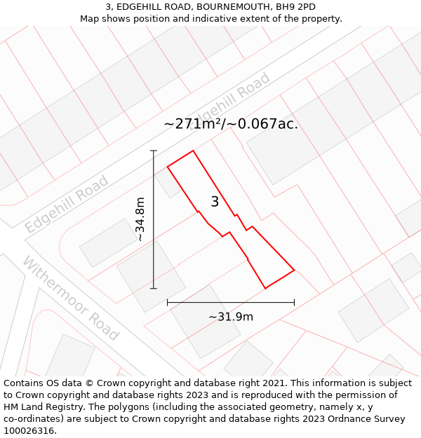 3, EDGEHILL ROAD, BOURNEMOUTH, BH9 2PD: Plot and title map