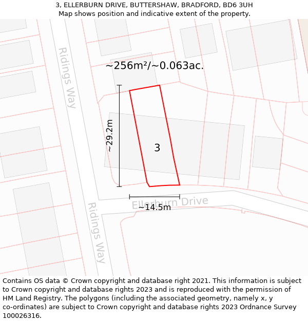 3, ELLERBURN DRIVE, BUTTERSHAW, BRADFORD, BD6 3UH: Plot and title map