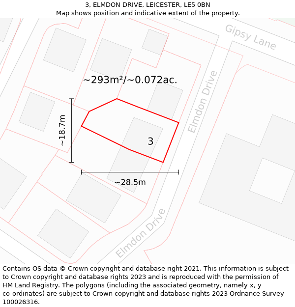 3, ELMDON DRIVE, LEICESTER, LE5 0BN: Plot and title map