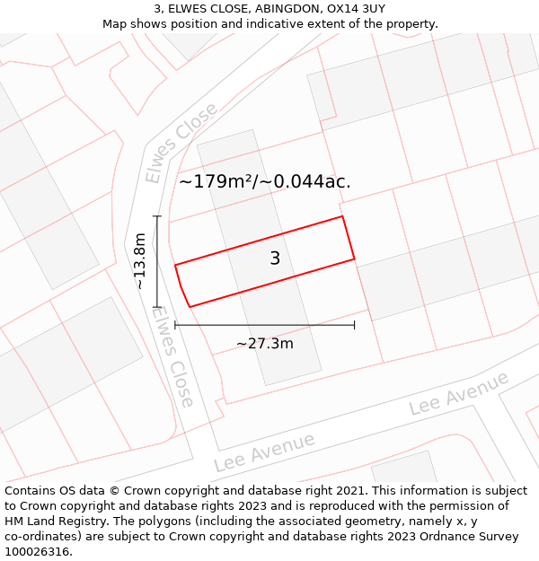 3, ELWES CLOSE, ABINGDON, OX14 3UY: Plot and title map