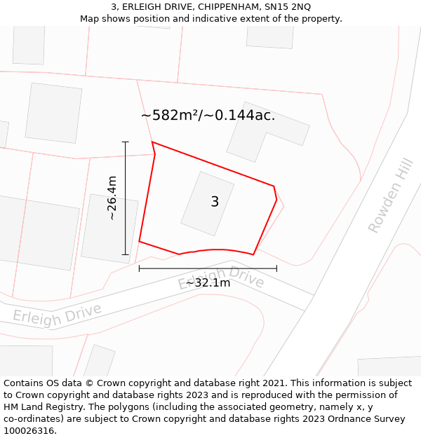 3, ERLEIGH DRIVE, CHIPPENHAM, SN15 2NQ: Plot and title map