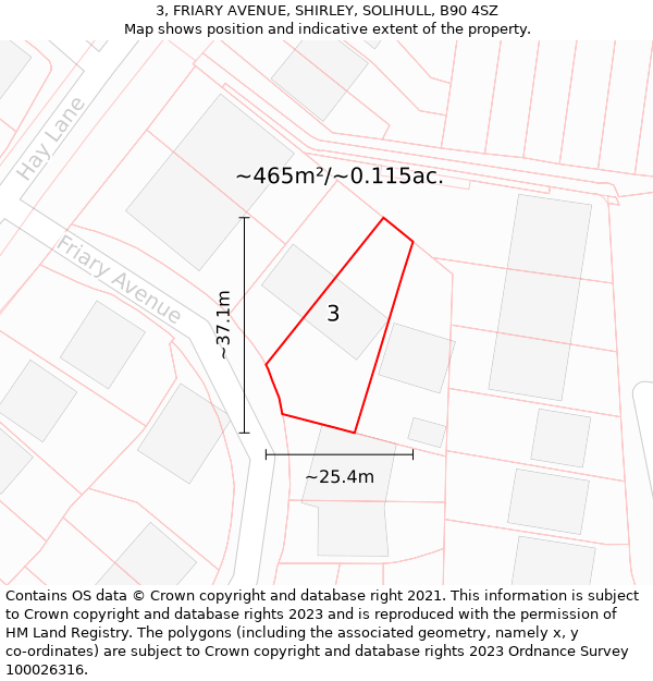 3, FRIARY AVENUE, SHIRLEY, SOLIHULL, B90 4SZ: Plot and title map