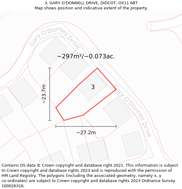 3, GARY O'DONNELL DRIVE, DIDCOT, OX11 6BT: Plot and title map
