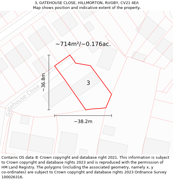 3, GATEHOUSE CLOSE, HILLMORTON, RUGBY, CV21 4EA: Plot and title map