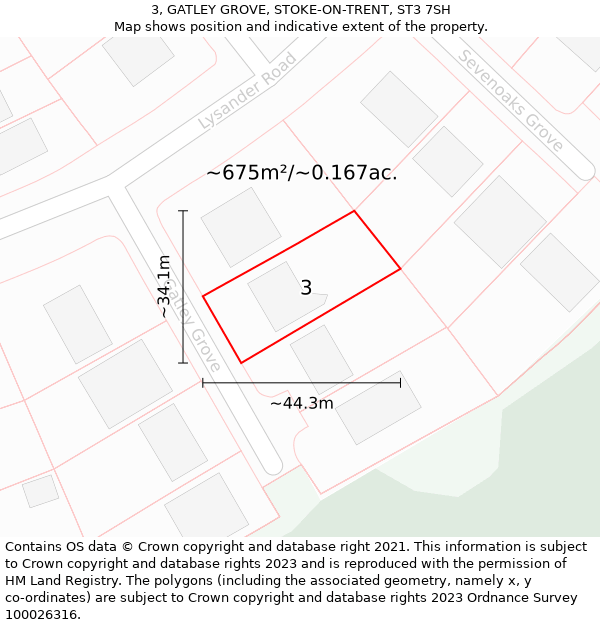 3, GATLEY GROVE, STOKE-ON-TRENT, ST3 7SH: Plot and title map