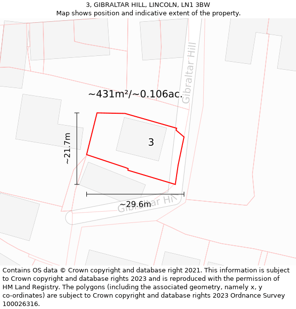 3, GIBRALTAR HILL, LINCOLN, LN1 3BW: Plot and title map