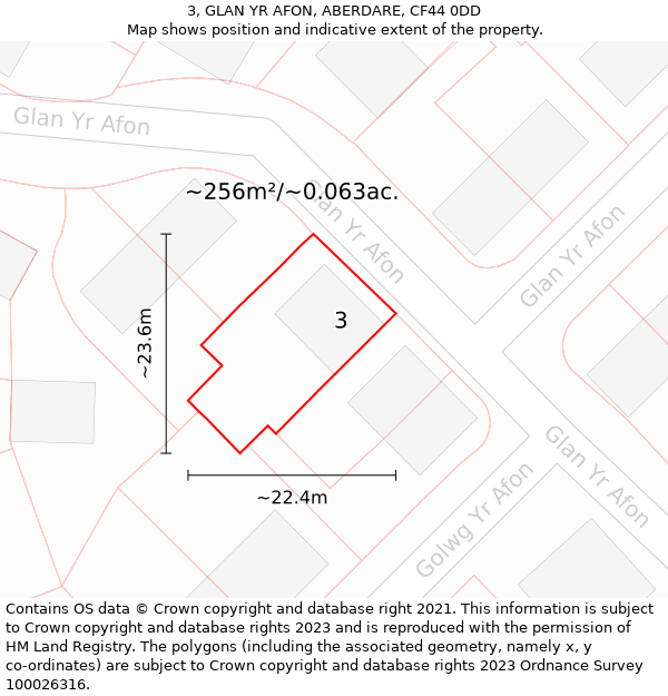 3, GLAN YR AFON, ABERDARE, CF44 0DD: Plot and title map