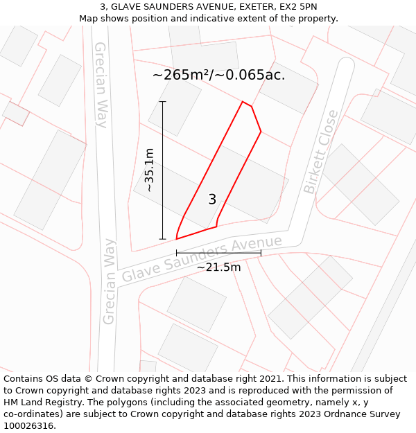 3, GLAVE SAUNDERS AVENUE, EXETER, EX2 5PN: Plot and title map