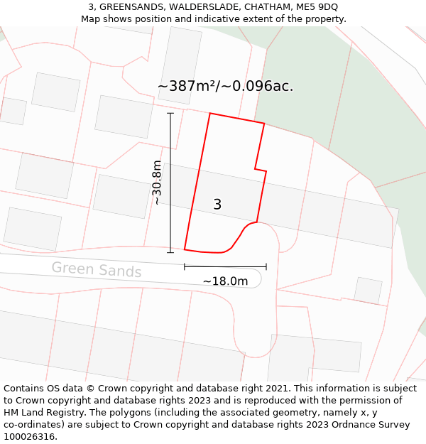 3, GREENSANDS, WALDERSLADE, CHATHAM, ME5 9DQ: Plot and title map