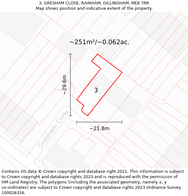 3, GRESHAM CLOSE, RAINHAM, GILLINGHAM, ME8 7RR: Plot and title map