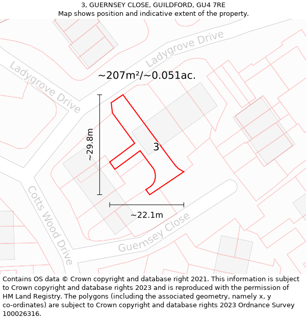 3, GUERNSEY CLOSE, GUILDFORD, GU4 7RE: Plot and title map